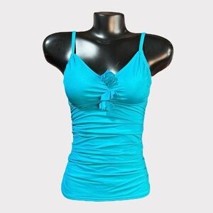 P158 Kenneth Cole NEW XS (FLAW) Tankini Swim Top Bright Blue Bathing Auction
